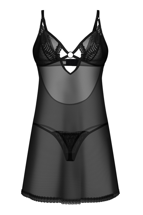 Komplet koszulka + stringi Obsessive Alliane chemise & thong black