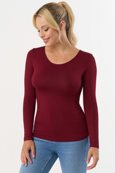 Babell Manati bluzka wiskozowa z długim rękawem bordo