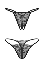 Stringi otwarte Obsessive Bianca 2-pack crotchless thong czarny