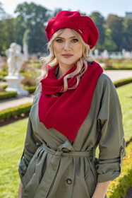Vivisence 7006Kmpl Komplet beret+szalik, czerwony