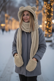 Nakrycie głowy kaptur Vivisence 70107 beżowy