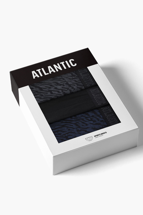 Atlantic 3MP-221 3-pack slipy sportowe niski stan, grafit/czarny/indygo