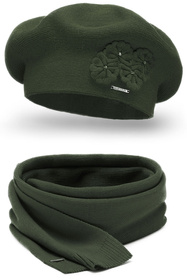 Vivisence 7006Kmpl Komplet beret+szalik, zielony