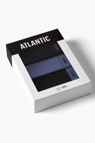 Atlantic 3MH-0111 bokserki męskie 3-pack dopasowane, czarny/denim/czarny