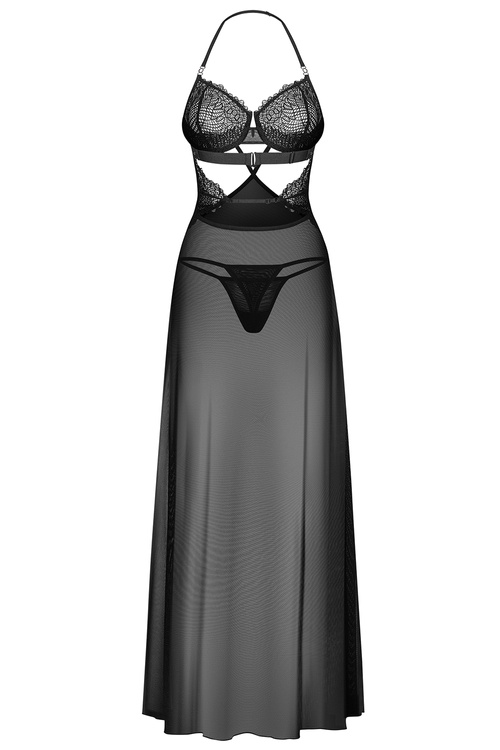 Komplet koszulka + stringi Obsessive Iliosa chemise czarny