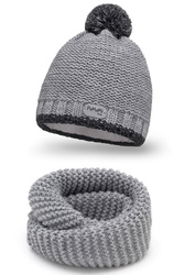 Pamami 17207+17251 dziecięcy komplet czapka i komin z podszewką jasnoszary