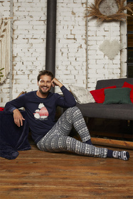 Italian Fashion Arktyka Men dł.r. dł.sp. Nocna piżama, granat/druk