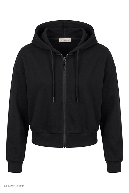 Vivisence 9009 bluza rozpinana z kapturem krótki fason czarny