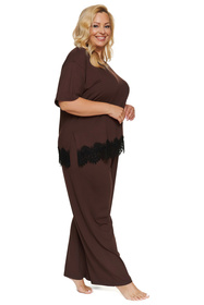 Doctor Nap PW.7536 Piżama damska z koronką, chocolatte