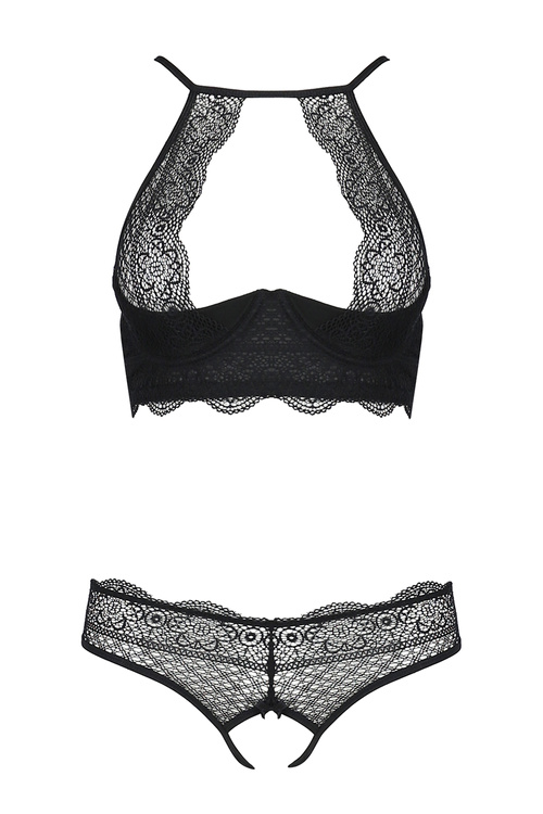 Passion Yona set Nocna komplet biustonosz + stringi, black