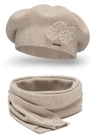 Vivisence 7006Kmpl Komplet beret+szalik, beżowy