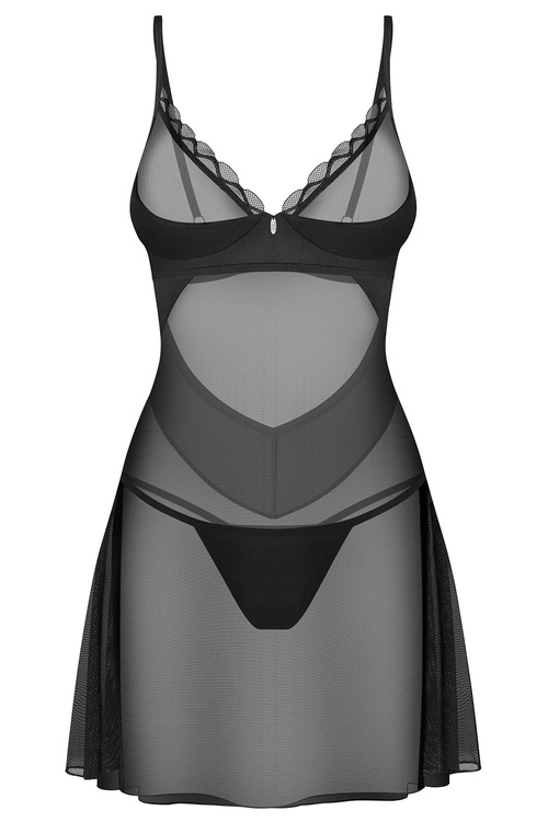 Komplet koszulka + stringi Obsessive Stelisa chemise czarny