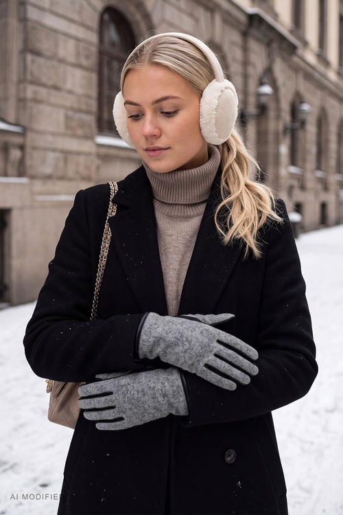 Vivisence 7221 rękawiczki dzianinowe z częścią skórzaną, grey-black