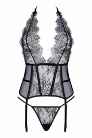 Beauty Night Estera BN6638 gorset z fiszbinami i troczkami black