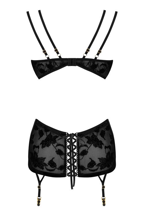 Beauty Night Xiomara BN6697 koszulka z koronką i troczkami black