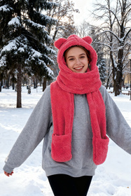 Nakrycie głowy kaptur Vivisence 70107 malinowy