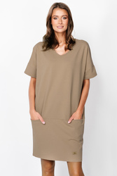 Sukienka klasyczna Italian Fashion Karina tunika kr.r. camel