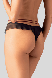 Obsessive Parisel panties figi z falbanką i paskami, bordo-czarny