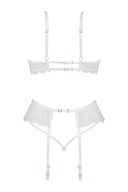 Komplet biustonosz + stringi + pas do pończoch Beauty Night Rose set BN6722 white