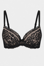 Vivisence 1041 Biustonosz push-up, czarne kwiaty