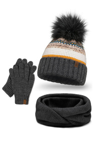 Komplet czapka+komin+rękawiczki Vivisence 7099 Kmpl+R ciemnoszary 