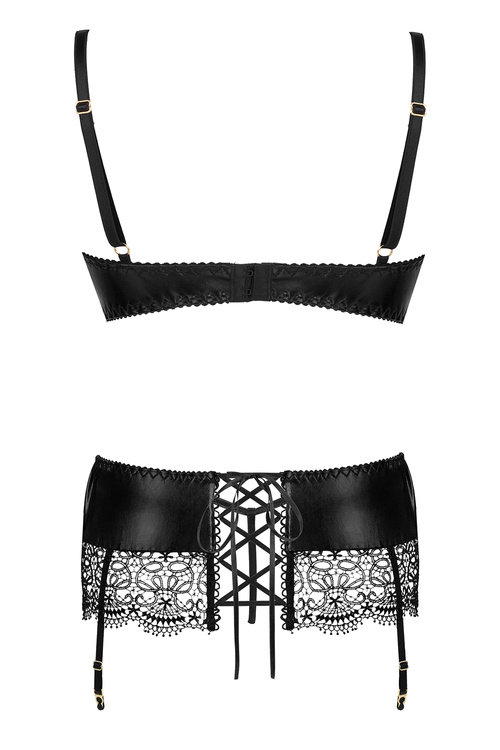 Komplet biustonosz + stringi + pas do pończoch Beauty Night Adelia set BN6693 black