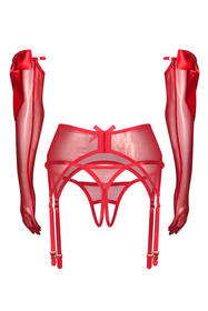 Obsessive Gifty Red komplet bieliźniany 3-częściowy, red