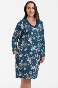Sukienka homewear Italian Fashion Nikjana tunika dł.r. druk/turkus