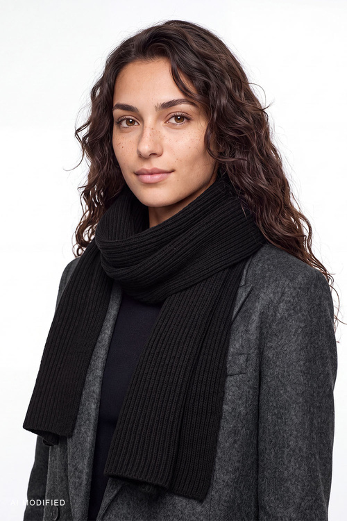 Vivisence 70133 KMPL komplet czapka i szalik wełna merino, czarny