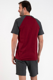 Nocna piżama Italian Fashion Morten kr.r. kr.sp. bordo/c.melanż