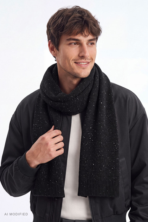 Vivisence MS7114 szalik męski z wełną merino, czarny