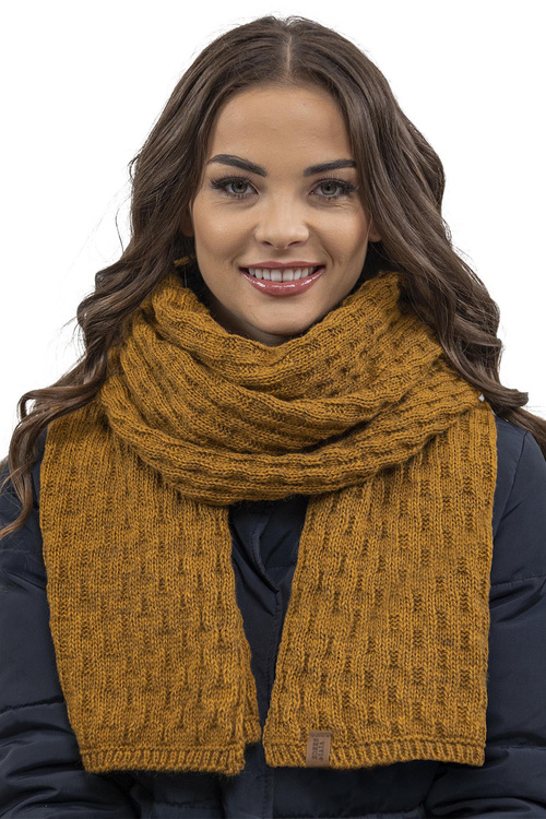 Komplet czapka+szalik+rękawiczki Vivisence 7015 Kmpl+R ciemny żółty