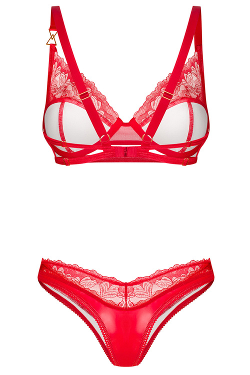 Komplet biustonosz + stringi Obsessive Aliosa 2-pcs set red