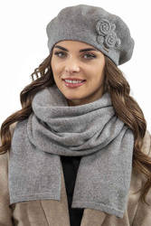 Vivisence 7037Kmpl Komplet beret+szalik, jasnoszary