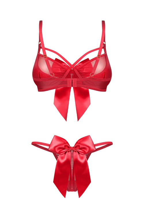 Obsessive Gifty Red 2 pcs set komplet biustonosz i stringi, red