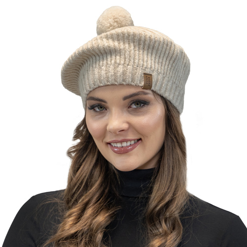 Beret damski Vivisence 7074 beżowy