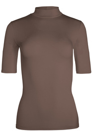 Babell Layla bluzka ze stójką i krótkim rękawem kakaowy