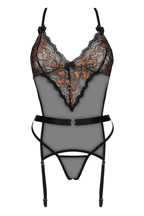 Beauty Night Goldie set komplet biustonosz + figi z troczkami black