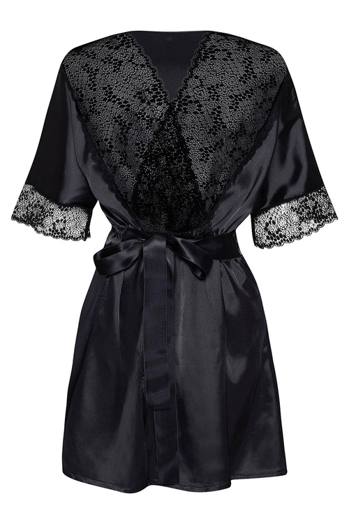 Beauty Night Delight peniuar z koronką, rękaw 3/4 black