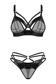 Komplet biustonosz + stringi Obsessive Dominna 2-pcs set black