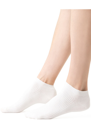 Skarpety stopki Steven 137 prążki ecru 002 