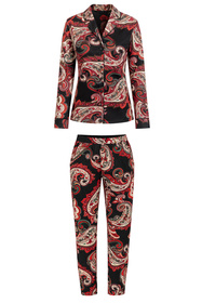 Vivisence 2063 piżama koszulowa z dekoracyjnym wzorem czarno-czerwony