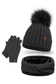 Komplet czapka+komin+rękawiczki Vivisence 70100 Kmpl+R grafitowy