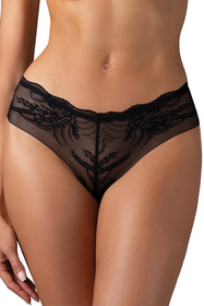 Obsessive Perisia panties figi koronkowe z motywem roślinnym black