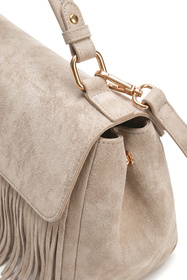 Vivisence T0036 torebka do ręki z frędzlami taupe