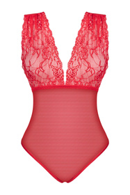 Beauty Night Veronica teddy body z koronką i siateczką red