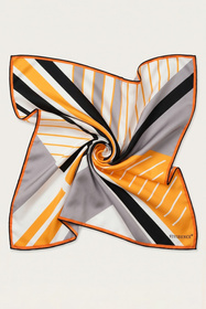 Vivisence S65-005 apaszka jedwabna geometryczna czarny/żółty/geometryczny