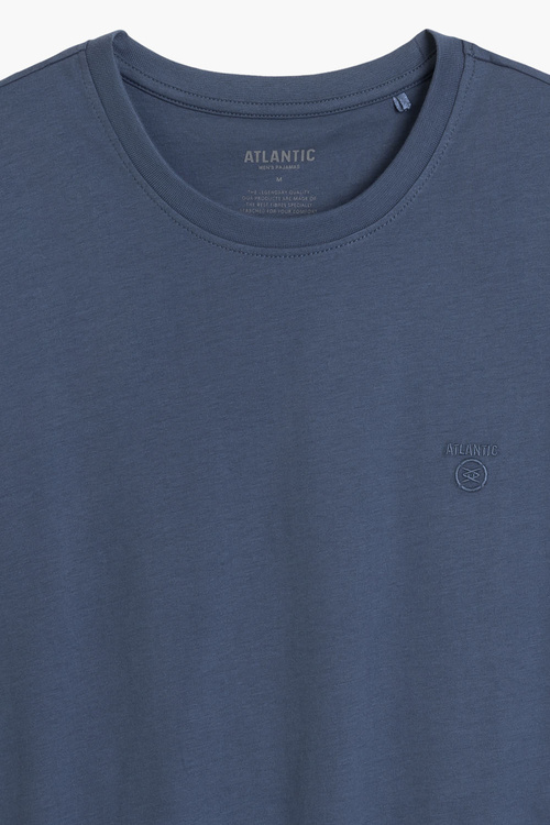 Atlantic NMP-404 piżama męska Peach Effect długi rękaw, niebieski/granat