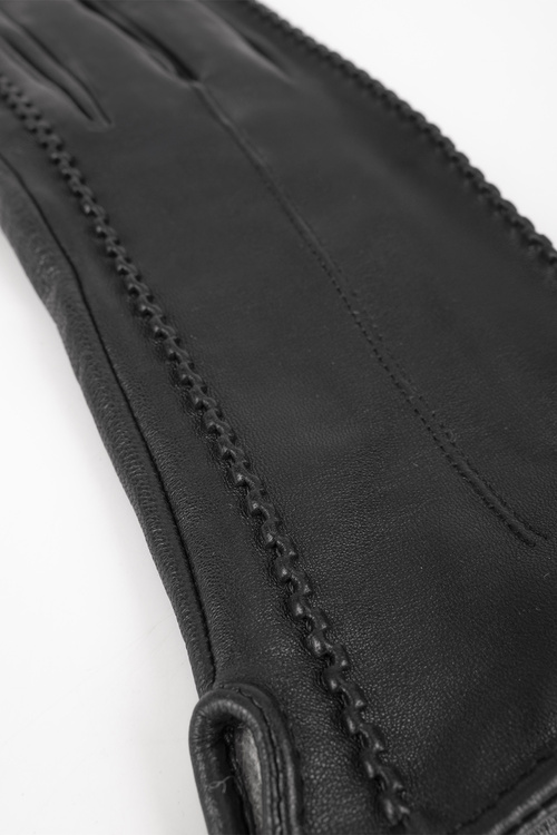 Vivisence 7209 rękawiczki skórzane z wełnianą podszewką, black