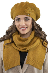 Vivisence 7006Kmpl Komplet beret+szalik, miodowy
